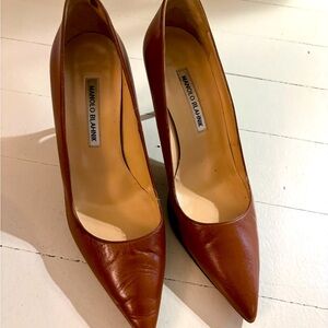 Manolo Blahnik Brown Leather 3.5" stiletto heel